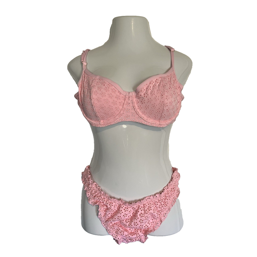 Victoria’s Secret Pink Two Piece Swimsuit by Frankies Bikinis Size XL Eyelet NWT
